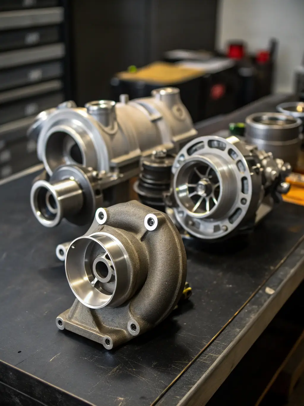 A restored vintage aircraft engine on display, showcasing the intricate mechanics and historical significance of early aviation technology, set against a backdrop of vintage tools and workshop equipment.